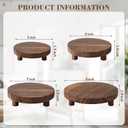 Geetery 4 Pcs Wooden Risers for Display Wood Pedestal Stand Mini Tray Stand Round Wooden Pedestal Holder Rustic Riser for Decor Tiered Tray Decor Home Kitchen, 5/6/7/8 Inch(Brown)
