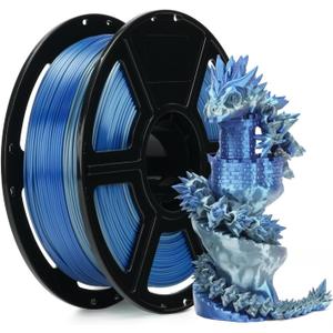FLASHFORGE Silk PLA Gradient Silver to Blue Filament, Silk Multicolored Color Change 3D Printing Filament, Silver Blue Shiny Fast Color-Changing Each 8M Gradually, Silky Texture Ultra-High Glossiness