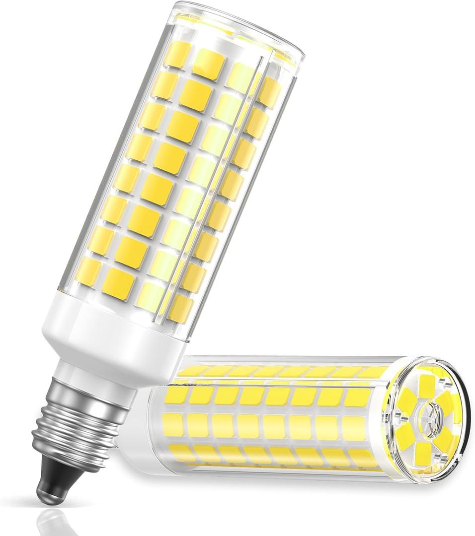E11 LED Light Bulbs Dimmable 7W Equivalent to Halogen Bulb 75W-80W 730LM, E11 Mini Candelabra Base JD T3 T4 Corn Light Bulb AC 120V for Kitchen Chandelier Home Lighting (Daylight White, 2 Pack)