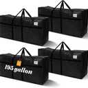 Windyun 4 Pack 195 Gallon Extra Large Moving Bags XXL Heavy Duty Storage Bag with Strong Zipper Handle Jumbo Big Tote Box Foldable for College Dorm Travel Clothes Duffle Blanket Pillow(Black)