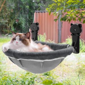 JUNSPOW Cat Window Perch Cordless, Foldable & Stable Cat Beds- Breathable Cat Window Hammock for Overlooking, Sunbathing and Climbing - Maximum Hold Up to 40lb