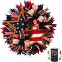 4th of July Front Door Wreath, USA 250th Anniversary Flag Wreath, 40cm (15.75in) Large Patriotic Door Hanging Decor for Independence Day & Patriotic Holiday Home Decoration