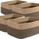 OIAHOMY 4 Pack Storage Baskets for Organizing, Small Bins for Shelves, Cute Decorative Storage Bins, Organizer Baskets for Gifts Empty,13''Lx8.7''Wx5.1''H, Black/Yellow