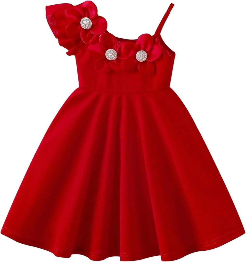 GORGLITTER Girl's Dresses Cute Summer Beach Birthday Floral Flower Sleeveless A Line Short Mini Dresses Clothes, Size 5T