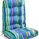 Adirondack Chair Cushion, High Back Patio Cushions with Adjustable Ties, 48.8x20.4x4.3, Waterproof Tufted Pillow, Fade Resistant Seat Rocking Chair Cushion for Indoor/Outdoor, Stripe Blue, 1