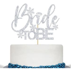 Bride to Be Cake Topper, Winter Bridal Shower Party Decor, Snowflake Themed Wedding Bachelorette Party Decorations, Silver Glitter