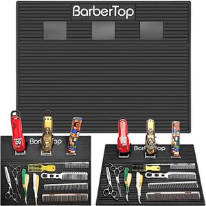 Barber Organizer Mat, Magnetic Barber Mat with 3 Magnetic Slots Anti-Slip Barber Mats for Clippers, Barbershop Salon Mat Station, Barber Table Matt, Barber Scissors Tool Organizer for Hairstylist