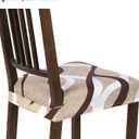 SearchI Stretch Dining Chair Seat Covers Set of 6, Soft Removable Washable Seat Covers for Dining Chairs, Dining Room Seat Cover Protector (Rear-Covered, Beige)