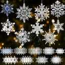 Sumind 36 Pcs Large Acrylic Crystal Christmas Snowflakes Ornaments for Tree Clear Icicle Drop Hanging Snowflakes for Christmas Tree Winter Party Window Decorations Wonderland Party (A Style)
