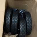 MUKCHAP 4 Pack 8 Inch Solid Rubber Wheels, Hand Truck Wheel Replacement Rubber Tire, Replacement Tire with 1/2 Bore Offset Axle for Cart, Trolley, Lawn Mover