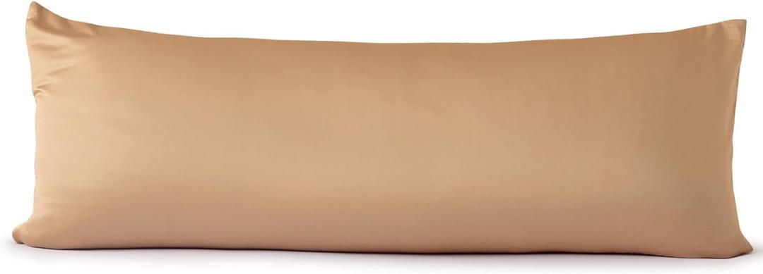 evolive Luxury 100% Tencel Material Silk Feel Cooling Breathable Pillow Cover/Pillowcases (Taupe, 21X54 Body Pillow Cover)