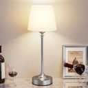 Kakanuo Cordless Table Lamp Rechargeable Silver - 1 Pack 4000mAH Battery Operated Lamp for Decor, 3000K Stepless Dimming Touch Control Wireless Lamp for Bedroom, Dining Table, Counter, Living Room