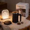 Self Stirring Coffee Mug Automatic Magnetic Mixing Cup Smart Electric Temperature Display Control Mixer Stirrer Inteligente Para Cafe with Lid Rechargeable Heating Warmer Travel with a Built in LCD