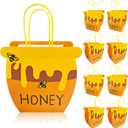 Bacideler Bee Themed Party Favor Bags Honey Bee Pot Gift Bags with Handles Honey Jars Goodie Treat Bags for Bee Day Baby Shower First Birthday Wedding Party Gifts Bag Pack of 8