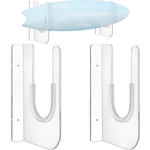 Yousoontic 2 Sets Surfboard Wall Mount Rack Clear Acrylic Surf Board Wall Display Vertical Surfboard Rack Storage Holder for Surfboards Short Boards Holds 50 Lbs