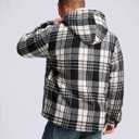 G Gradual Men's Flannel Jacket Fleece Sherpa Lined Hoodies Zip Up Plaid Shirt Warm Winter Jackets for Men with Zipper Pockets (Black, L)