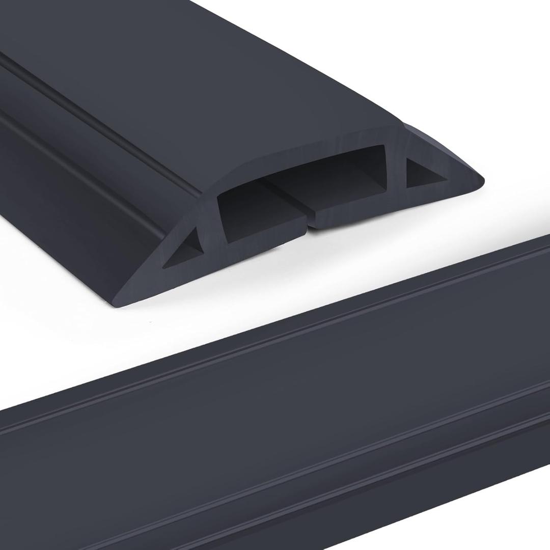 Eapele Floor Cord Cover 6.5ft Cord Covers for Wires on Floor, Heavy Duty Extension Cord Cover, Rubber Floor Cable Cover, Prevent Trip Hazard for Sidewalk Home Office Outdoor or Indoor Settings (Dark Grey)