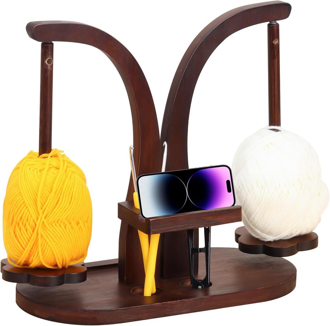 Yarn Holder for Crocheting Magnetic Yarn Holder, Wood Rotary Yarn Spool Holder,Portable Wrist Yarn Holder, Holder Gifts for Crochet Lovers