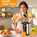 Electric Orange Juicer, Citrus Juicer Squeezer with 2 Cones and Soft Grip Handle for Effortless Juicing, Stainless Steel Quiet Orange Juice Extractor Machines for Lime Grapefruit Lemon