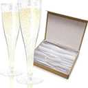 Prestee 100 Pack Plastic Champagne Flutes Disposable - Durable Silver Glitter Champagne Glasses 4.5 oz - Ideal for Parties, Weddings, Mimosa Bar, and Celebrations - Elegant Single Use Party Glasses (100 Count (Pack of 1))
