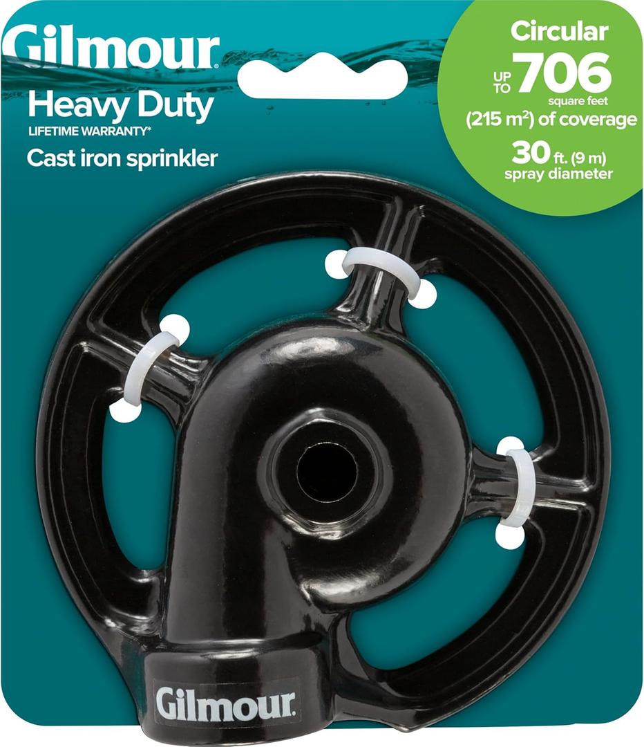 Gilmour 360 Degree Spot Sprinkler, Cast Iron Metal Garden Sprinkler for Small Areas, 760 Sq Ft Circular Sprinkler for Gardens and Flowerbeds