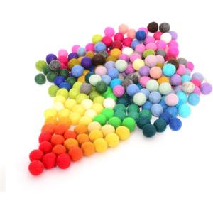 Glaciart One 240pc 2cm Felt Pom Poms, 40 Colors, Wool
