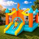 Bounce House for Kids 3-10, Large 12.5 × 10FT Windmill Inflatable Bouncy Castle, with Slide & Dual Basketball Hoops & Spacious Jump Area, Outdoor Backyard Birthday Party, with 550W Blower