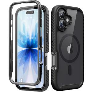 Magnetic for iPhone 17 Case with Built-in Sensitive Screen Protector, Full-Body Dual Front & Back Protective Phone Case [Compatible with MagSafe] Drop Proof 17 Cover 6.3 Inch, Black