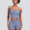 Womens Sports Bras 5 Packs - Square Neck Longline Workout Crop Tank Tops Padded Yoga Camisole with Built in Pads (XL)