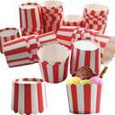 50 Pcs Mini Red Striped Baking Paper Cups - Disposable, Paper, Multi-purpose, Birthday Party, Baby Shower, Christmas, Valentine's Day, Daily Use, 3 OZ