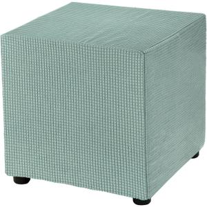 uxcell Square Ottoman Cover 18x18x18inch Stretch Polyester Washable Ottoman Slipcovers Elastic Foot Stool Foot Rest Protector for Living Room Bedroom, Light Green