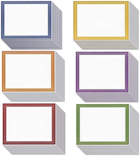 Best Paper Greetings 96 Sheets Certificate Paper for Printing - Customizable Blank Cardstock with Colored Borders for Graduation Diploma, Achievement Awards, Documents (8.5 x 11 in, 6 Assorted Colors)
