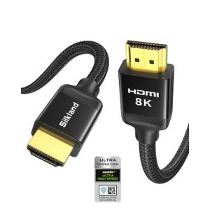 Silkland 8K HDMI eARC/ARC Cable 2.1, 3.3FT Certified Ultra High Speed HDMI Cable [8K@60Hz, 4K@120Hz] Dolby Atmos Vision, 48Gbps, HDR, HDCP Compatible for Samsung/Vizio/SoundBar/Roku TV/BluRay (Black)