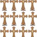 12 Inch 12 Pack Brown Wood Crosses Torched Wooden Tabletop Cross Rustic Standing Cross for Baptism Centerpieces Home Church Decor Prayer Gifts
