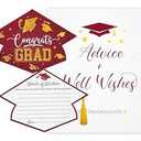 Graduation Advice Cards for The Graduate with Sign, 50PCs Holographic Gold Foil Graduation Wish Card for High School College, Well Wishes Cards for 2025 Decorations Grad Celebration Party