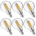 FLSNT G16.5 Dimmable LED Candelabra Bulbs 60W Equivalent, LED E12 Chandelier Light Bulbs, 550LM, CRI90, 5.5W, AC 120V, 6 Pack, 2700K Soft White