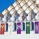 5Pcs Religious Church Banner with Scripture Banners for Sanctuary Wall Prayer Flag Welcome Religious Praise Hanging Signs Decor for Devotional Spaces Holiday Churches Home Supplies