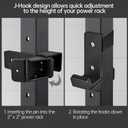 J Hooks for 2" x 2" Power Rack, Rubber Pad J-Hook for Power Cage, Bottom Reinforced Steel J Cups for Squat Rack, Heavy Duty Barbell Holder, Black