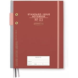 DesignWorks Ink Standard Issue Planner Notebook No. 3 Journal with Lined Pages, Elastic Closure, Pen Holder, and 3 Ribbon Markers for Work, Writing, Journaling - 6.75" x 8.5" - Green