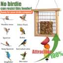 Wooden Suet Feeders, Oranges Fruit Oriole Bird Large Capacity Woodpecker Suet Plus Hanger Wood Tray Garden Hanging Animal for Yard Outside Attracting for Wild Birds