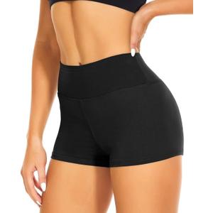 CAMPSNAIL Workout Biker Shorts Women - 3"/5"/8" High Waisted Tummy Control Spandex Booty Volleyball Shorts for Yoga Dance, Large, Black 
