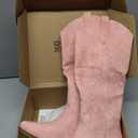 VIMISAOI Western Cowboy Boots for Women Knee High Wide Calf Cowgirl Boots with Embroidered Design Pull-On Pointed Toe Chunky Heel Retro Tall Boot - Size 8