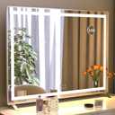 Large Vanity Mirror with Lights 32'' x 24'', Lighted Makeup Mirror with Dimmable 3 Modes for Dressing Room & Bedroom, Touch Screen Control, Aluminum Frame Silver