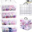 VTG Bead Organizer Box, 84 Pcs Small Plastic Containers with Lids, 4-Tier Stackable Storage Box, Clear Organizers for Jewelry Toys Craft Storage