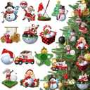 Vinsot 36 Pcs Golf Christmas Ornaments Santa Claus Snowman Wood Winter Decorative Hanging Ornaments Golf Cart Christmas Decorations for Xmas Tree Golfer Gifts Window Home Kitchen Party Decor