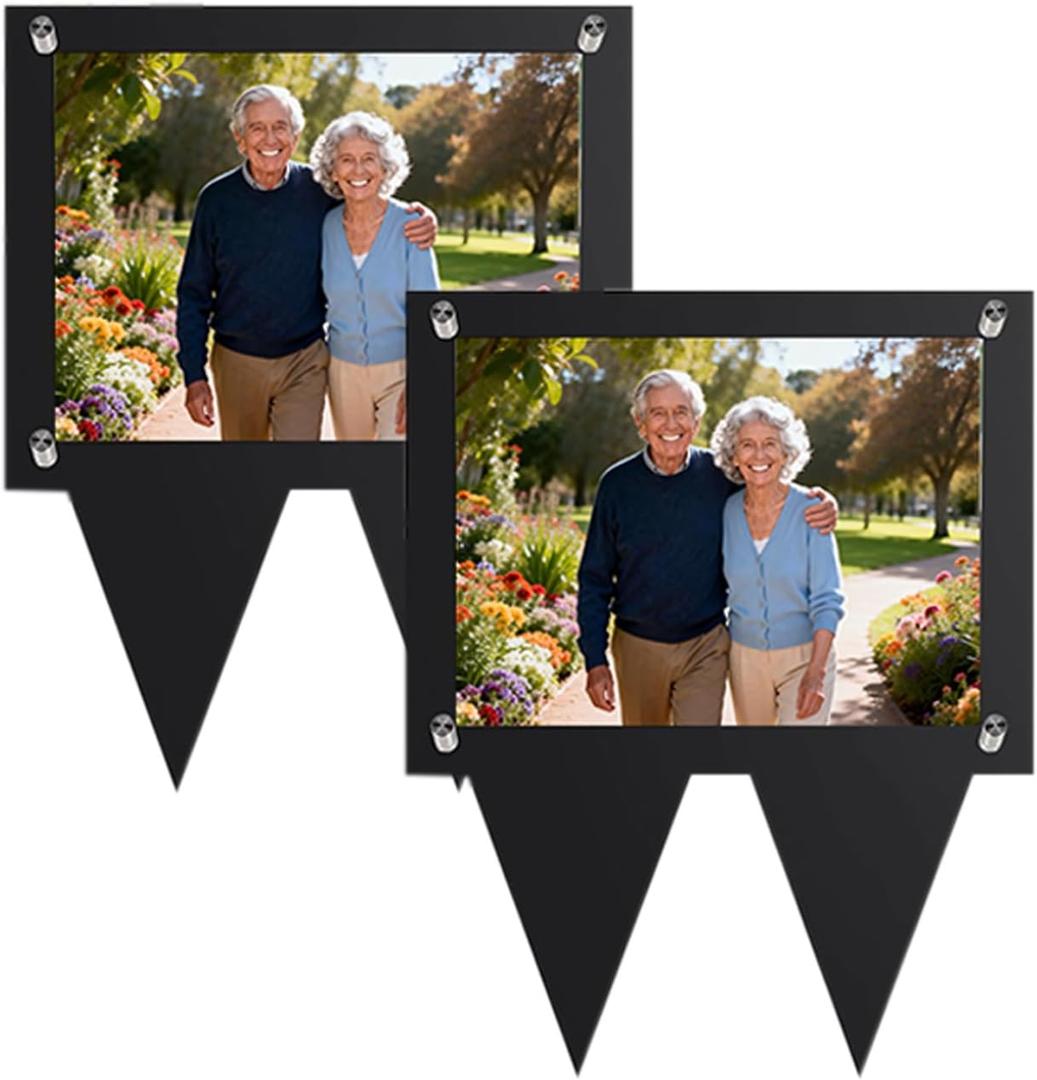 5X7 Waterproof Picture Frame for Grave, Cemetery Decorations for Grave, Grave Decoration for Cemetery, Horizontal Black Outdoor Acrylic Picture Frame for Grave Memorial Sympathy Gifts