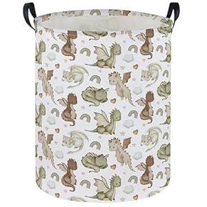 DDBASKET Kids Laundry Basket Dinosaur Hamper for Nursery Hamper Cute Kids Storage Bin Organizer Room Decor for Home(Watercolor Dinosaur)