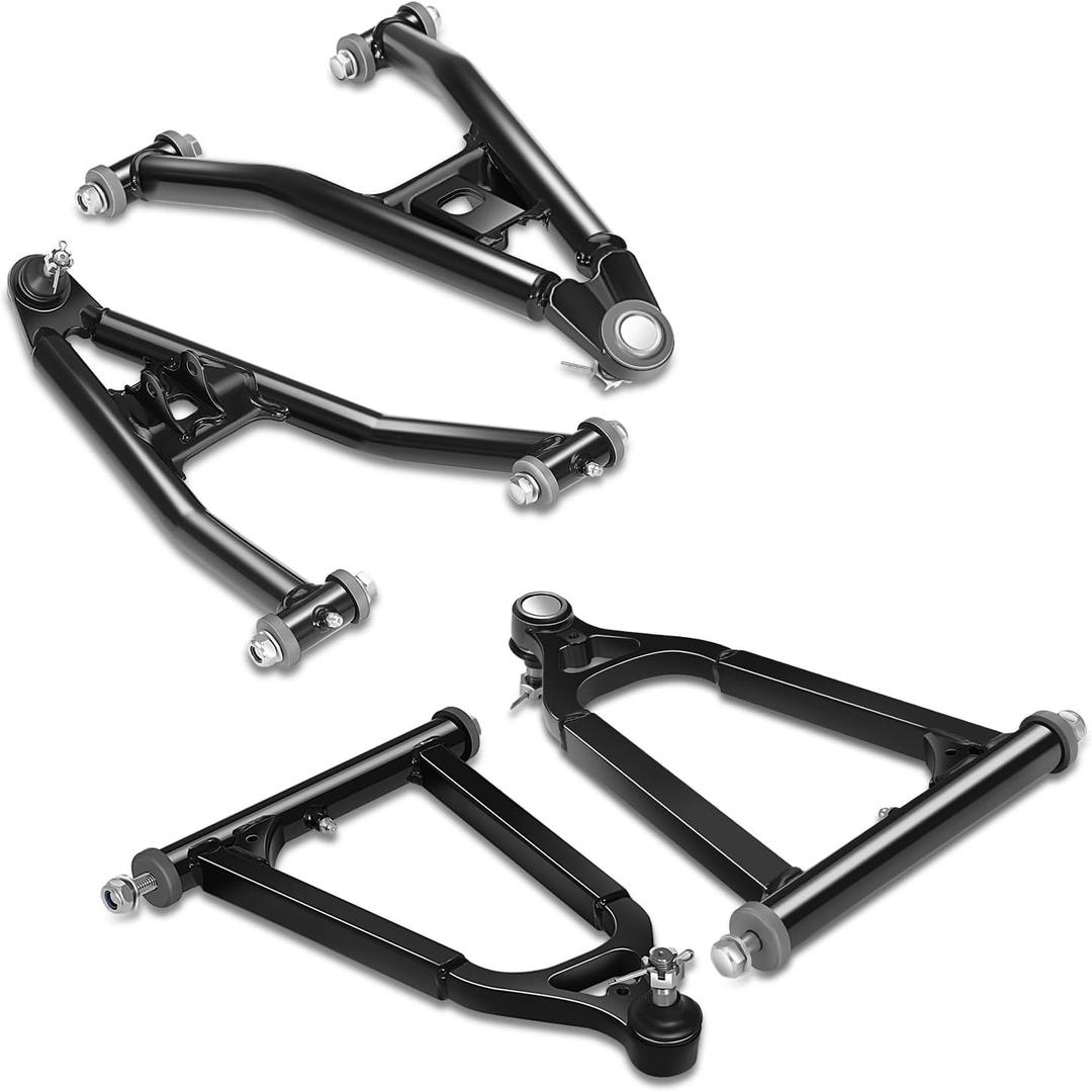 Auto Dynasty 2 Pair Front Upper Tubular Control Arms Suspension Kits Compatible with Yamaha Raptor 700 700R YFM700R 2006-2024, Greasable Zerk Fittings, Pressed-in Ball Joint, Powder-Coated Black