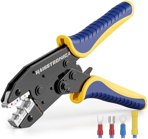 haisstronica Crimping Tool for Insulated Electrical Wire Connectors-AWG 22-10 Ratchet Crimper Tools-Racheting Wire Crimping Tools-for Insulated Connectors and Wire Terminal HS-9327