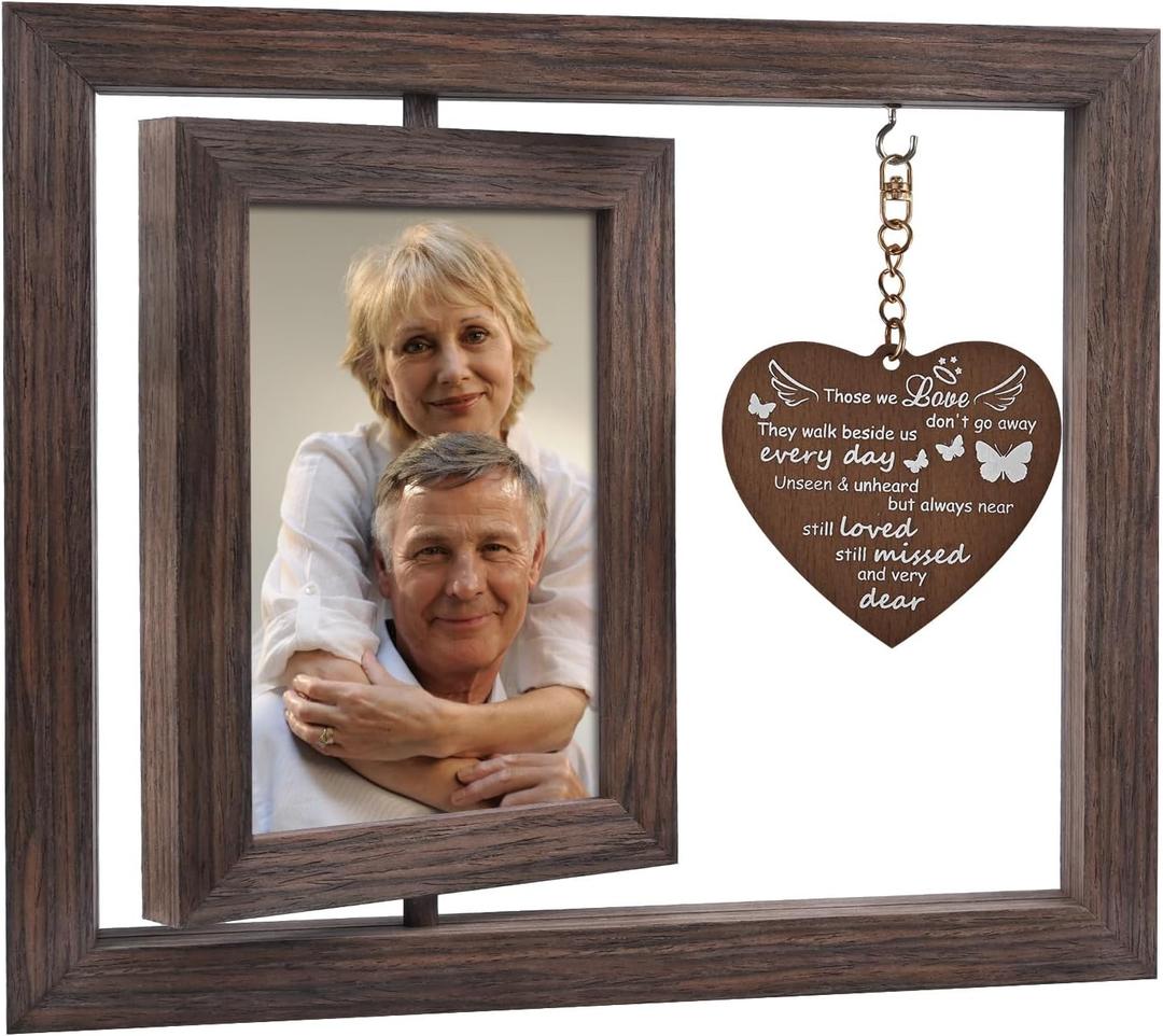 Egofine Memorial Gifts for Loss of Loved One, Sympathy Gifts for Loss of Mom Dad, Rotating Memory Frame Remembrance for 4x6 Photo